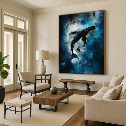 Whale in the Deep Majestic Marine Art for Coastal Home Living Room & Ocean - Lover’s Bedroom STSC1466