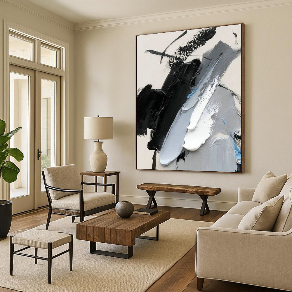 Gray - Blue Abstract Art for Coastal Home Balcony & Nautical - Themed Restaurant DLZ1658