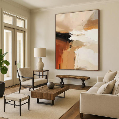 Beige - White Abstract Art for Living Room & Neutral - Toned Café DLZ1250