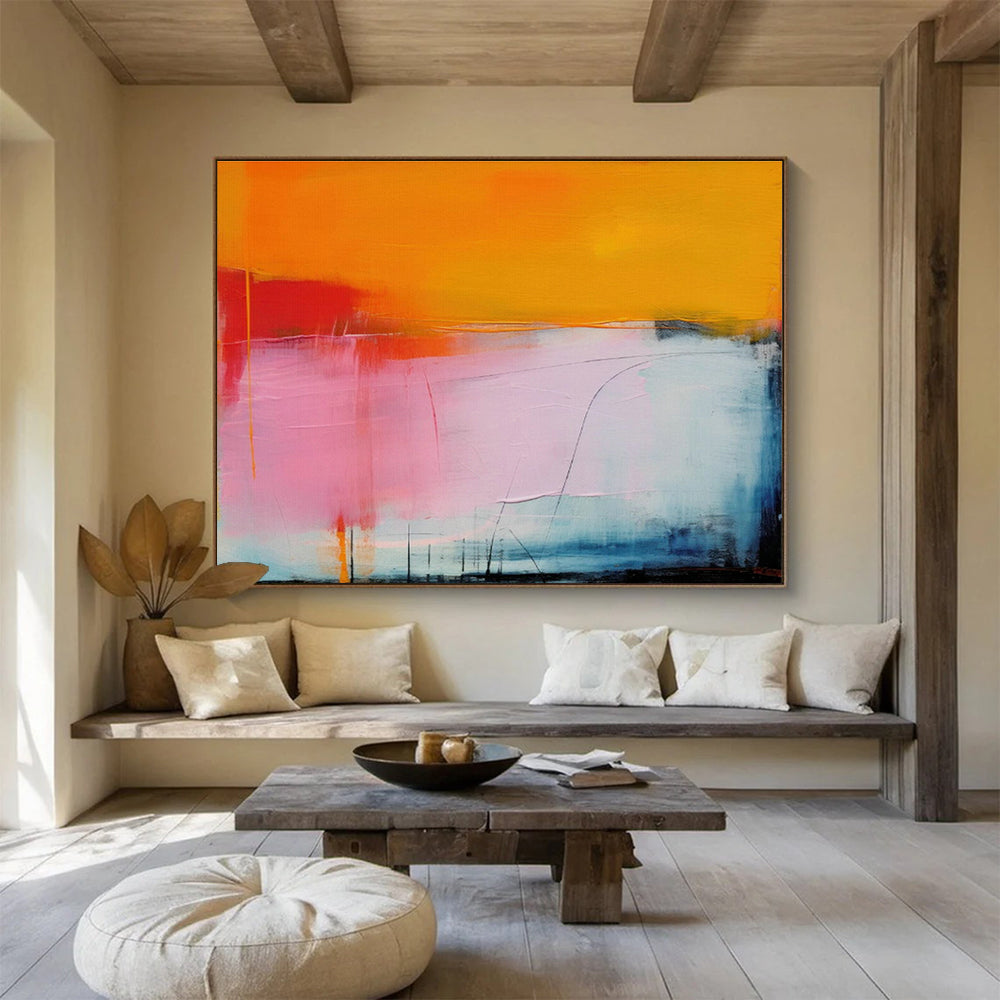 Orange - Pink Gradient Abstract Art for Modern Dining Room DLZ2883