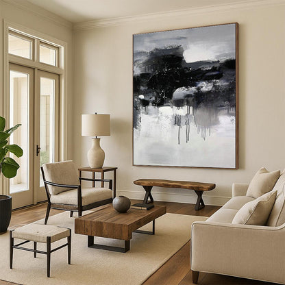 Black & White Ink - style Abstract Art for Chinese - style Teahouse & Ink Art Gallery DLZ0568