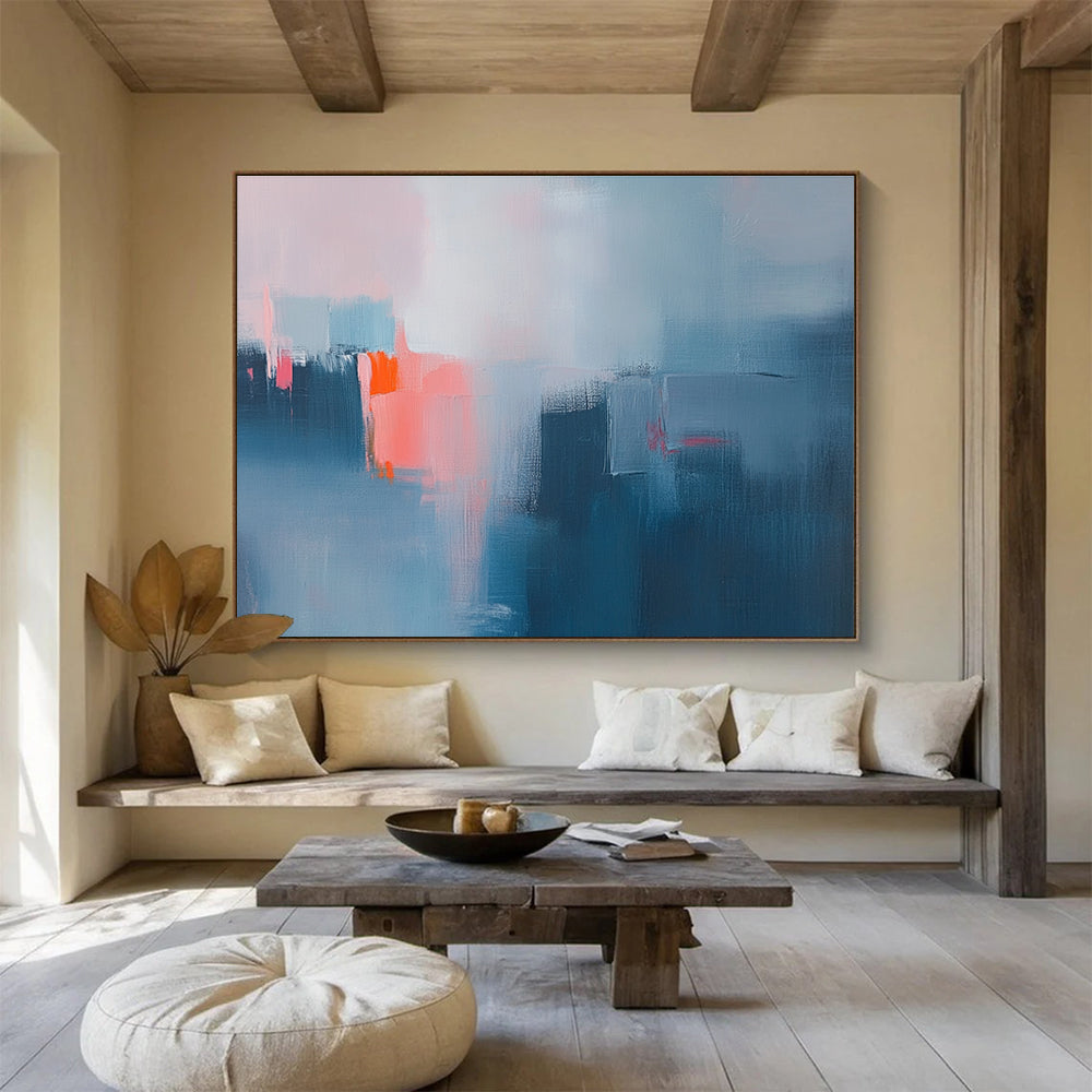 Blue and Pink Abstract Art for Contemporary Home Decor & Artistic Café SC319