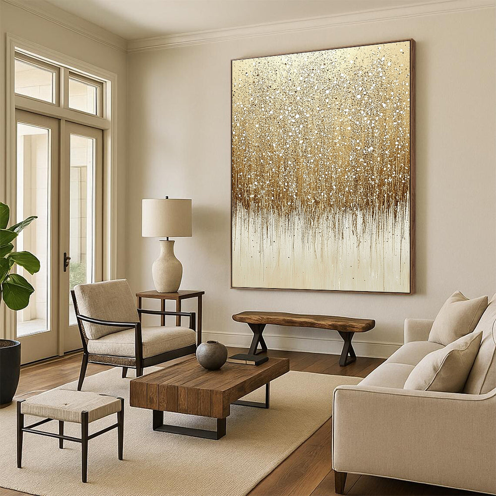 Luxurious Golden Drizzle Art for Ballroom & Home Gallery STSC681