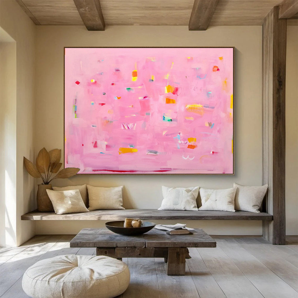Pink Color - Dot Abstract Art for Cheerful Girl’s Bedrooms DLZ2435