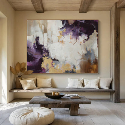 Purple - Gold Abstract Art for Upscale Boutique Bedrooms DLZ2515