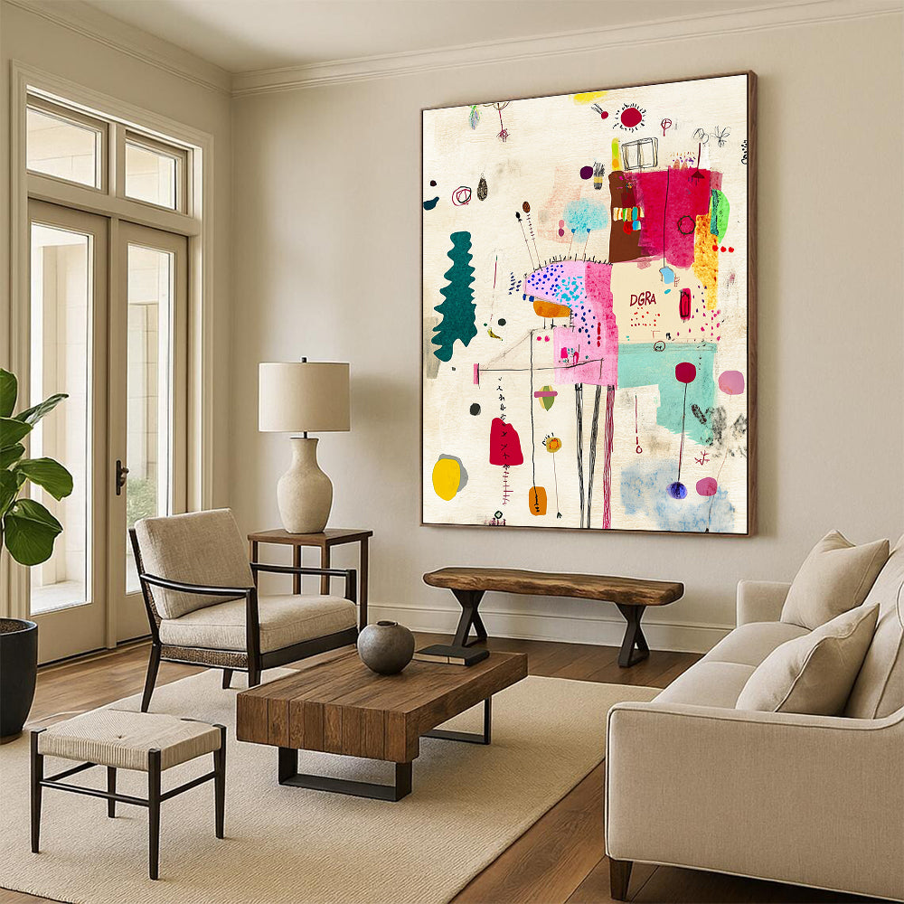 Colorful Abstract Collage Art for Creative Coworking Space & Bohemian - Style Gallery STSC934
