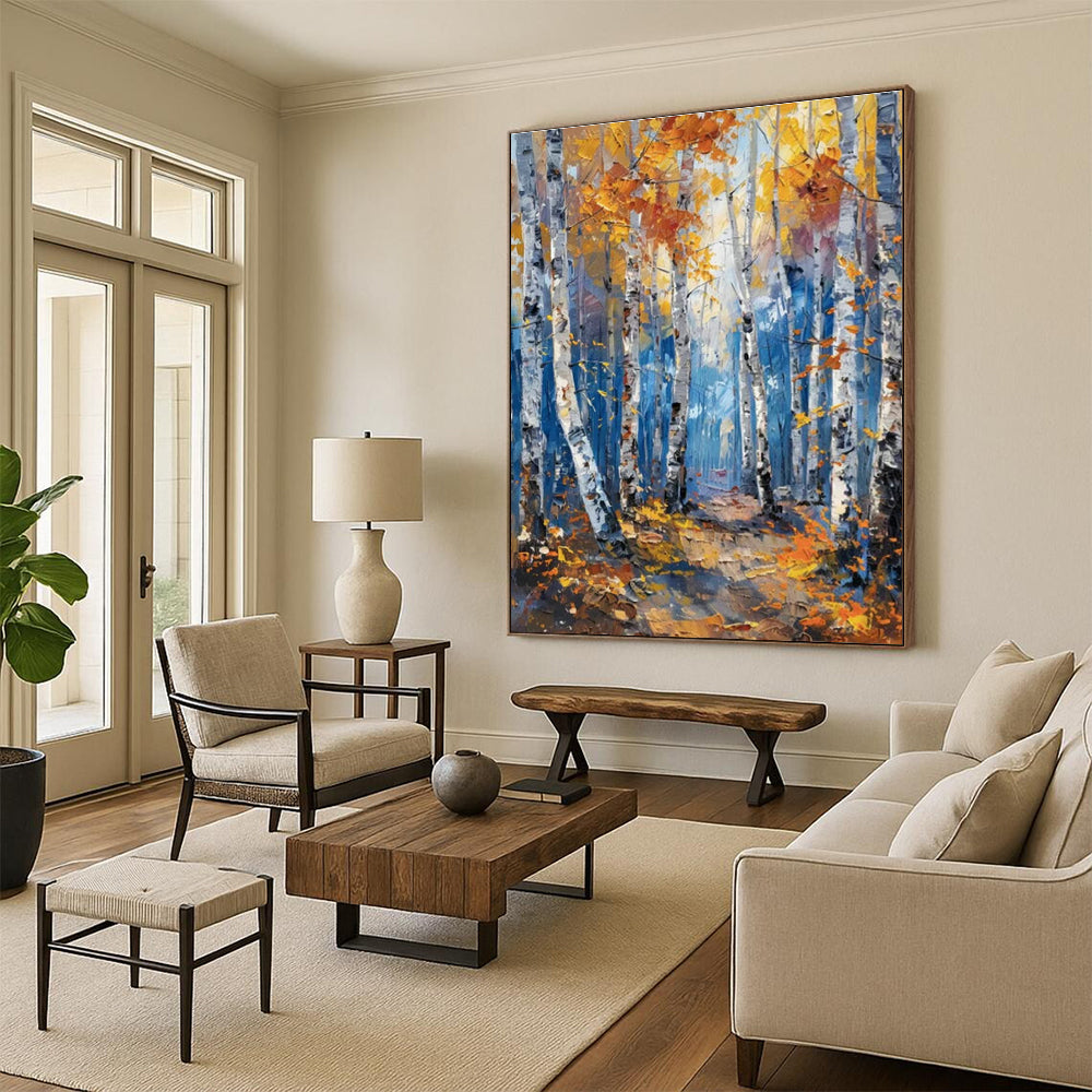 Autumn Birch Forest Art for Cabin in the Woods & Nature - Lover’s Library DLZ1413