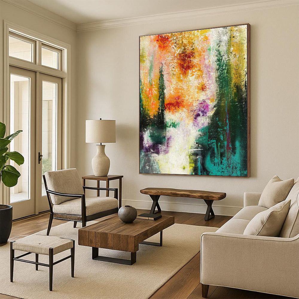 Colorful Floral - Inspired Abstract Art for Garden - Themed Restaurant Private Dining Rooms DLZ0007