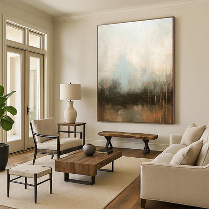 Gray - Blue Hazy Abstract Art for Minimalist Bedroom & Calm Wellness Center DLZ0745