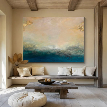 Gold - Accented Sea View Art for Luxury Yacht Club VIP Lounges DLZ3154
