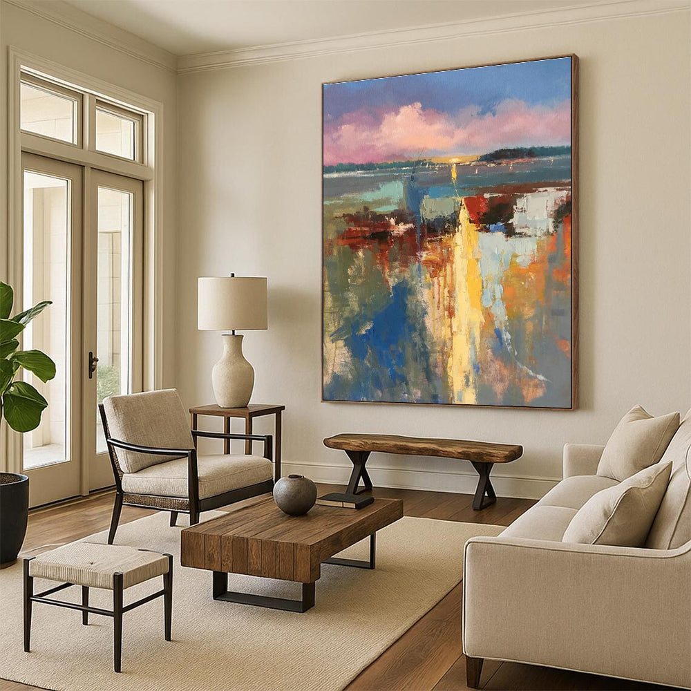Colorful Coastal Abstract Art for Sunroom & Yacht Club DLZ2278
