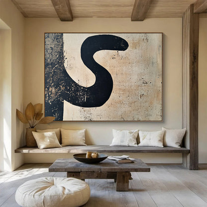 Abstract Black “S” Art for Industrial - Style Café & Modern Art Studio SC501