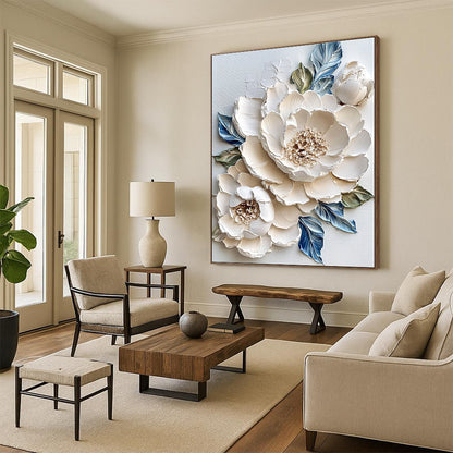 Textured White Flowers for Luxury Spa & Elegant Home Entryway STSC366