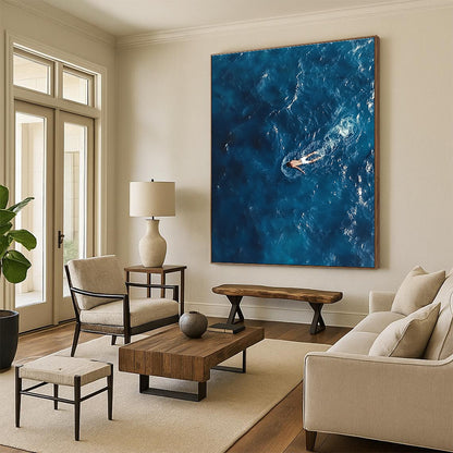 Man Swimming in Ocean Art for Beach Home Bathroom & Wellness Retreat Spa STSC1057