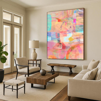 Pink - Toned Abstract Art for Feminine Fashion Studio Lounges DLZ0162