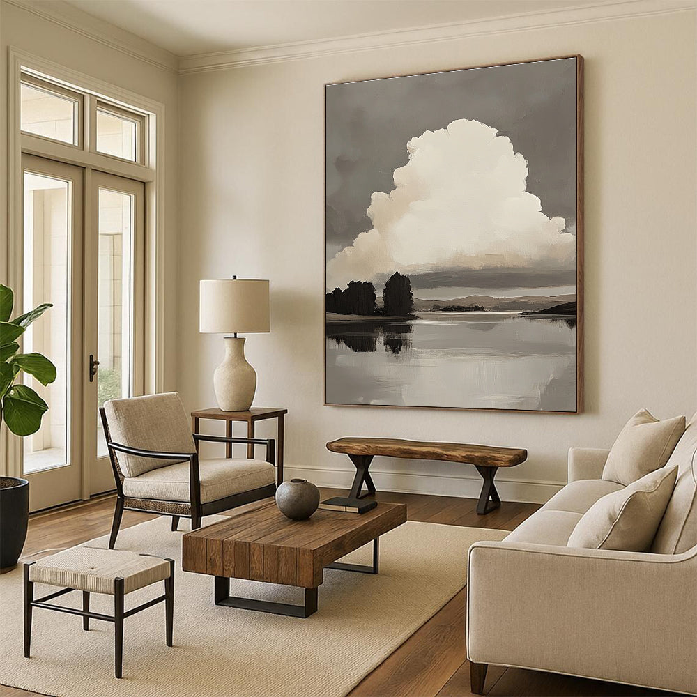 Monochrome Landscape for Rustic Home Office & Art - Loving Library STSC868