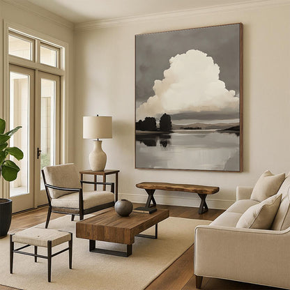 Monochrome Landscape for Rustic Home Office & Art - Loving Library STSC868