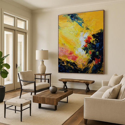 Yellow - Based Color Splash Abstract Art for Tropical Vacation Home & Artistic Community Center DLZ1349