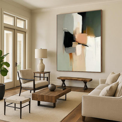 Color - Block Geometric Abstract Art for Modern Living Room & Art Gallery Exhibition DLZ1840