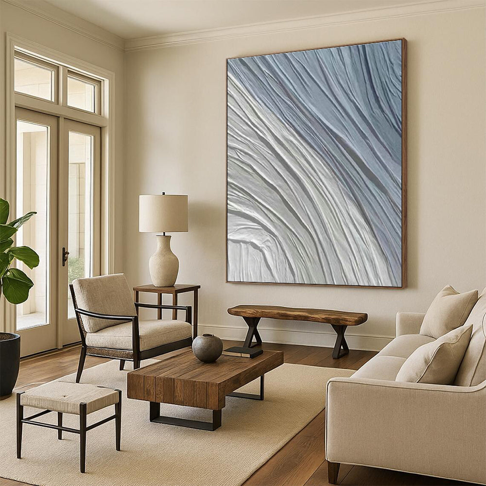 Light Blue Wrinkled Abstract Art for Bedroom & Study DLZ0580