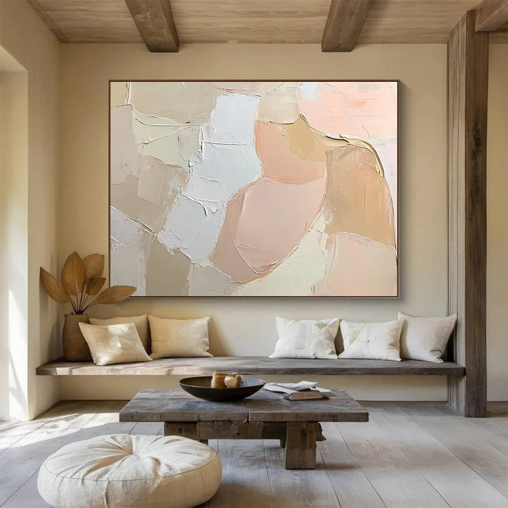 Soft Color Block Abstraction Art for Feminine Boudoir & Minimalist Café SC103