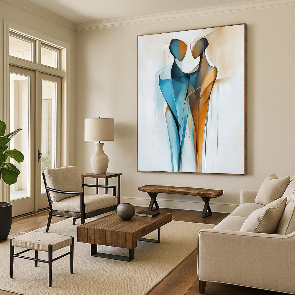 Abstract Couple Silhouette Art for Anniversary Gift & Bedroom STSC712