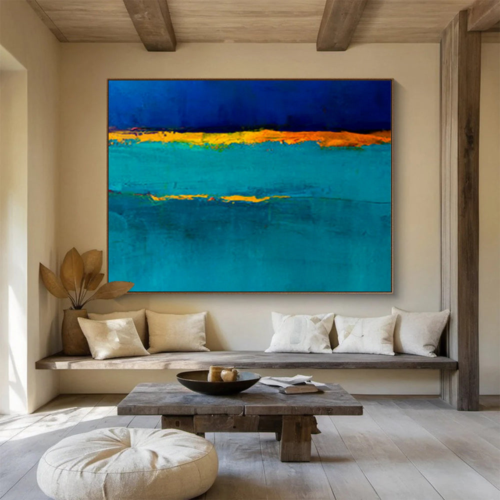 Blue - Yellow Contrast Abstract Art for Bold Dining Room DLZ2767