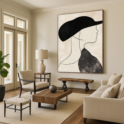 Woman with Black Hat Art for Fashion - Forward Boutique & Art - Decorated Dressing Room STSC1333