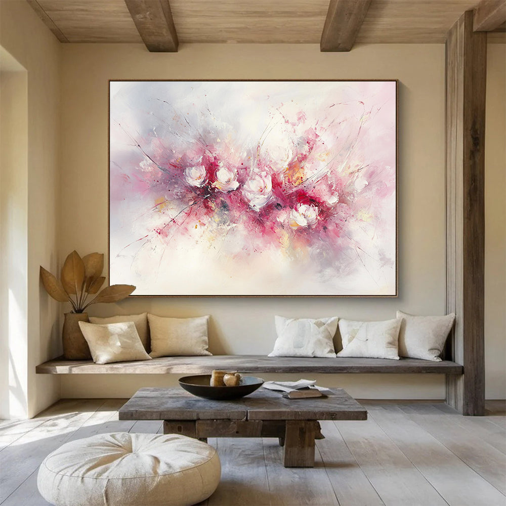 Soft Pink Flower Blossoms Art for Elegant Bedroom & Serene Spa SC191