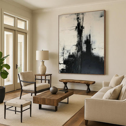Black - White Abstract Art for Industrial Loft & Contemporary Art Space DLZ1268