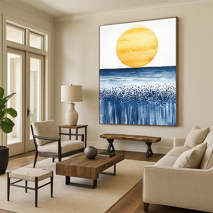Sun and Sea Watercolor for Coastal Home Living Room & Relaxing Beach House STSC505