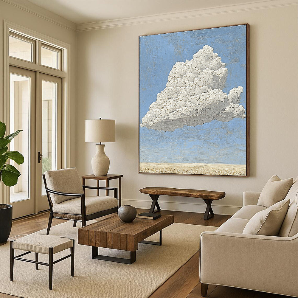 Textured Cloud in Blue Sky Art for Coastal Home Living Room & Aviation - Themed Lounge STSC1035