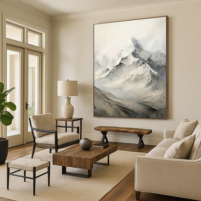 Snowy Mountain Abstract Art for Ski Lodge & Nature - Lover’s Home DLZ1263