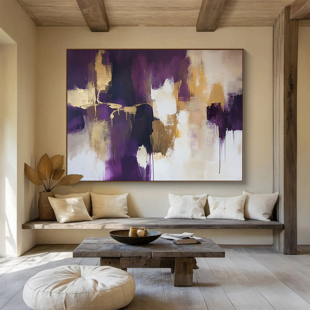 Purple - Gold Abstract Fusion Art for Royal - Inspired Dining Room & Luxury Spa Lounge SC237