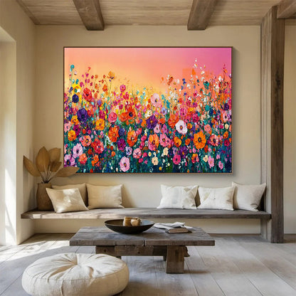 Vibrant Flower Field Art for Cheerful Sunroom Ambiance DLZ3064
