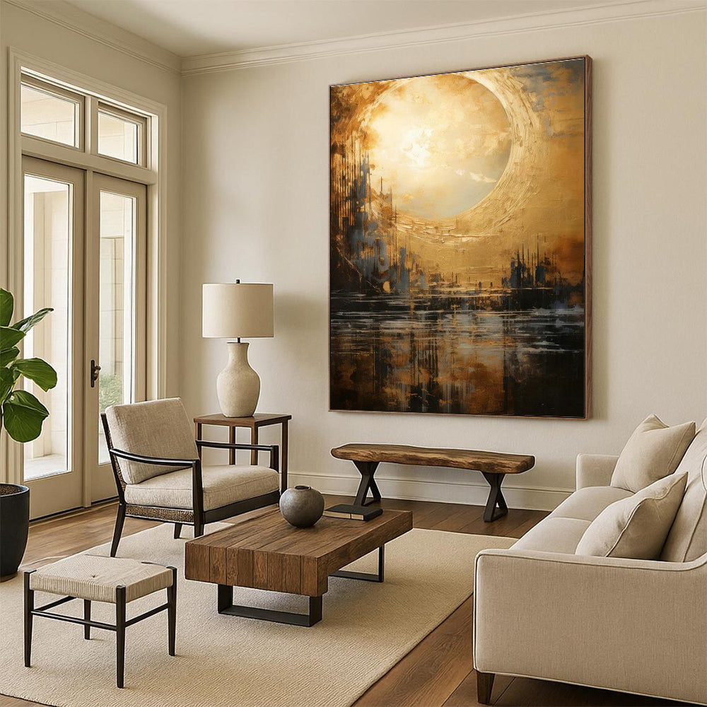 Golden Cityscape Art for Rooftop Bar & Luxury Penthouse DLZ2326