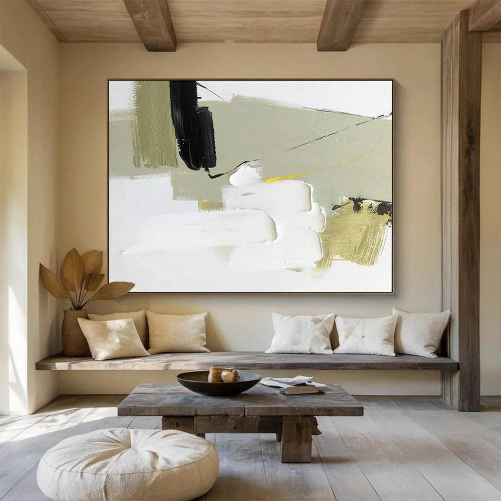 Green - Yellow - White - Black Abstract Art for Dining Room Vibrant Gatherings DLZ2698