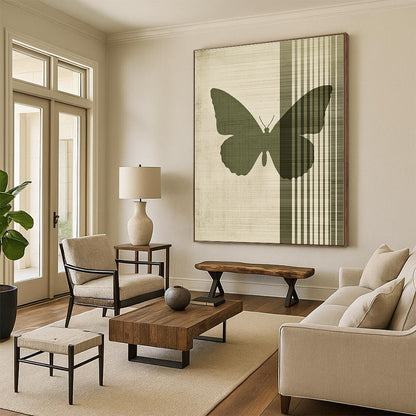 Green Butterfly Silhouette for Bohemian - style Garden Room & Nature - loving Home Entryway STSC1009