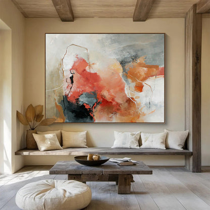 Red - Orange Abstract Art for Vibrant Event Venue DLZ2899