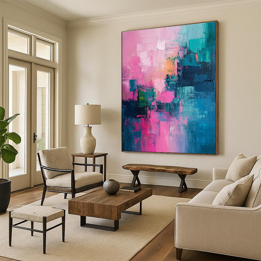 Pink - Blue Abstract Art for Bohemian Boutique Hotel & Creative Studio DLZ1909