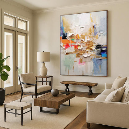 Colorful Thick - Paint Abstract Art for Creative Studio & Bohemian Restaurant DLZ1063