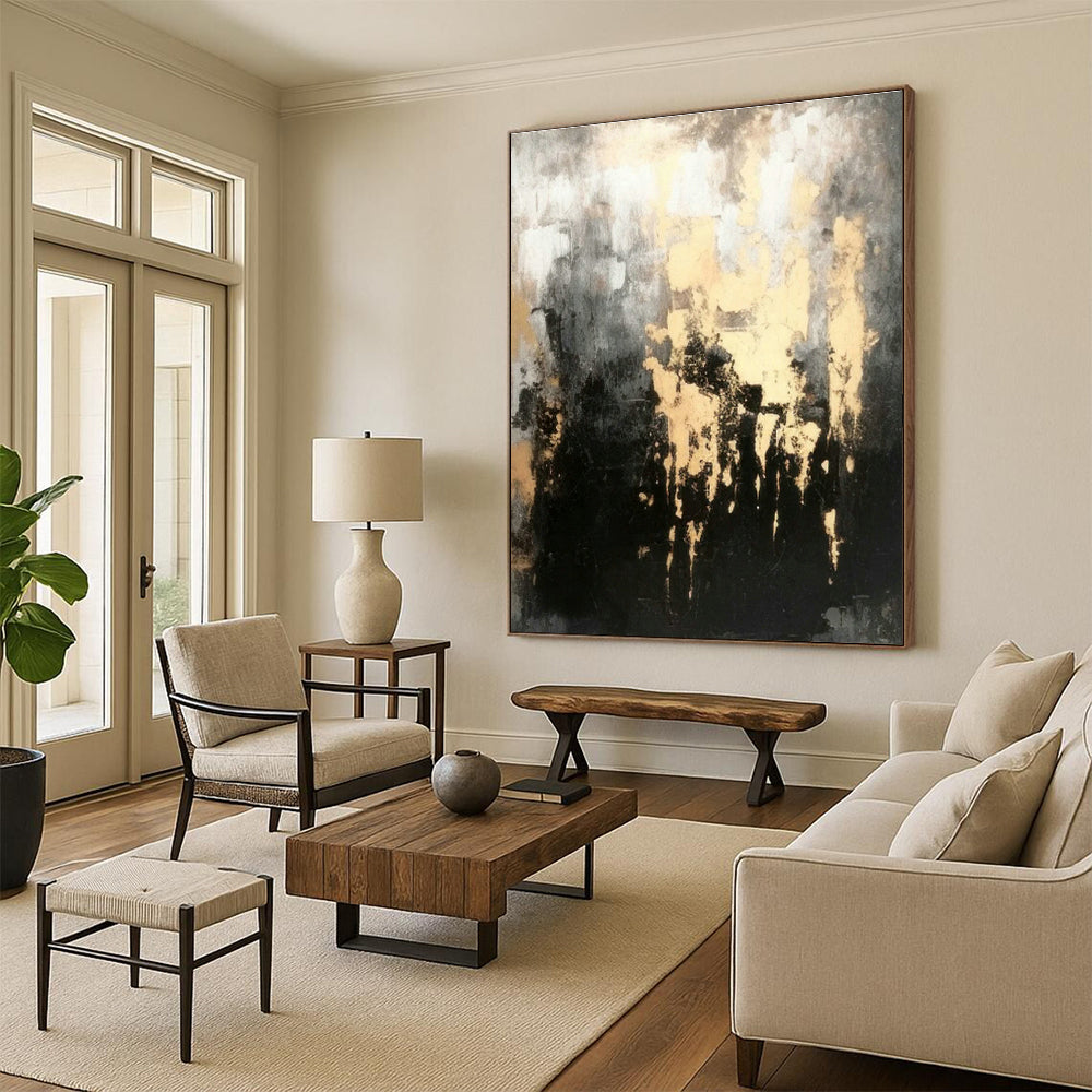 Black and Gold Abstract Art for Living Room & Office DLZ0440