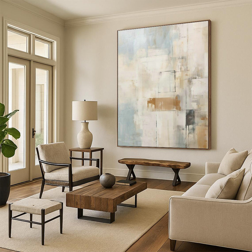Light Blue - Brown Abstract Art for Coastal - Inspired Home & Art - Themed Hotel DLZ1957