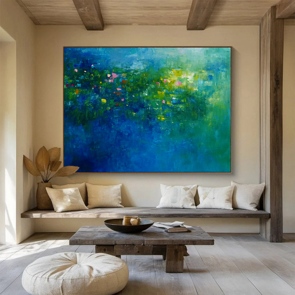 Blue - Green Abstract Garden Art for Botanical Conservatory Café & Nature - Lover’s Bathroom SC339