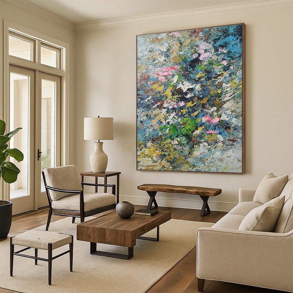 Colorful Floral Abstract Art for Garden Café Outdoor Seating Walls DLZ0016