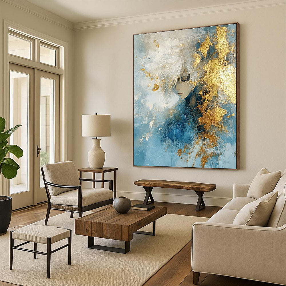 Abstract Portrait with Gold Accents for Luxury Bedroom & High - End Art Gallery STSC449