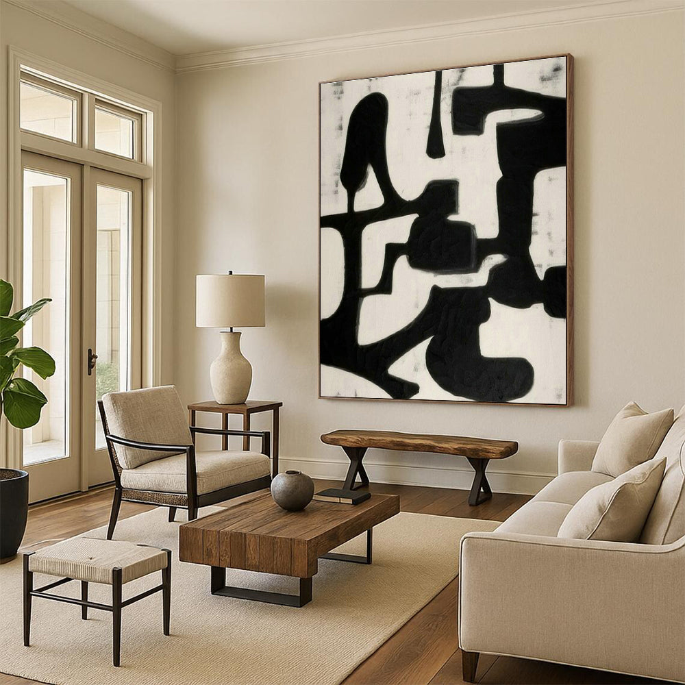 Black - White Abstract Art for Minimalist Gallery & Monochrome Office DLZ1933