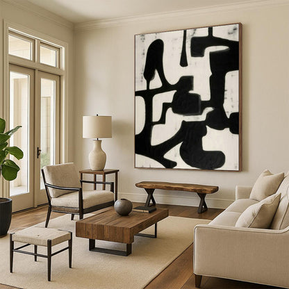 Black - White Abstract Art for Minimalist Gallery & Monochrome Office DLZ1933