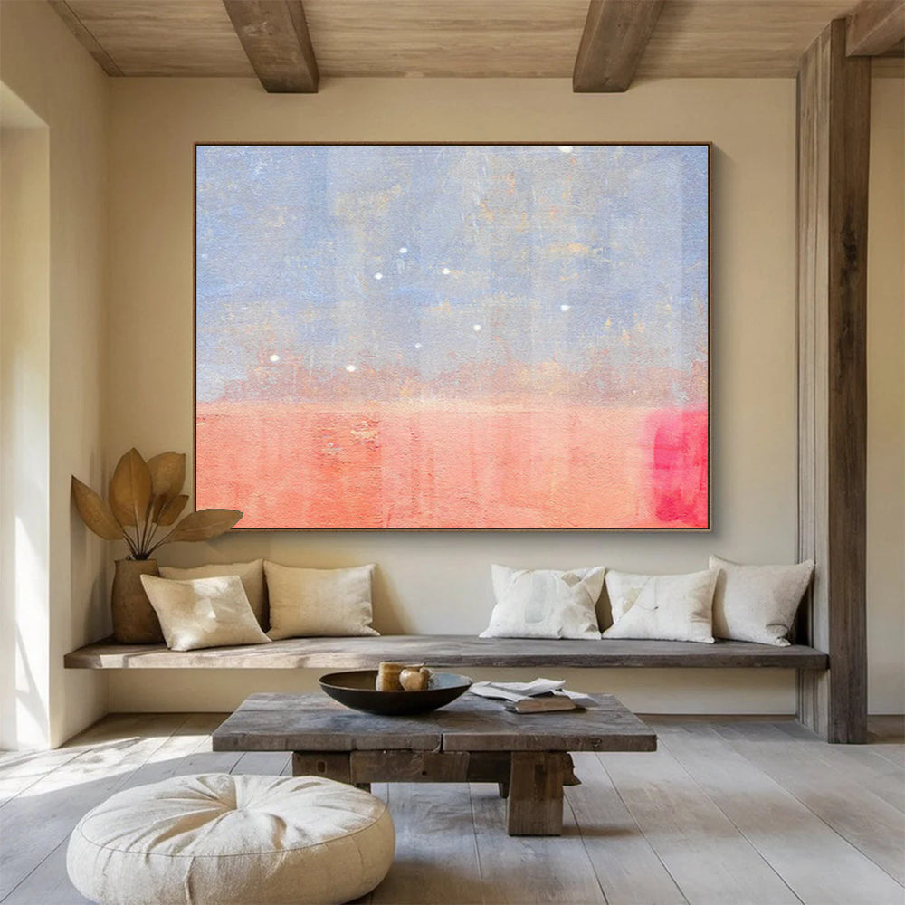 Blue - Pink Gradient Abstract Art for Romantic Rooftop Lounge Decor DLZ2664