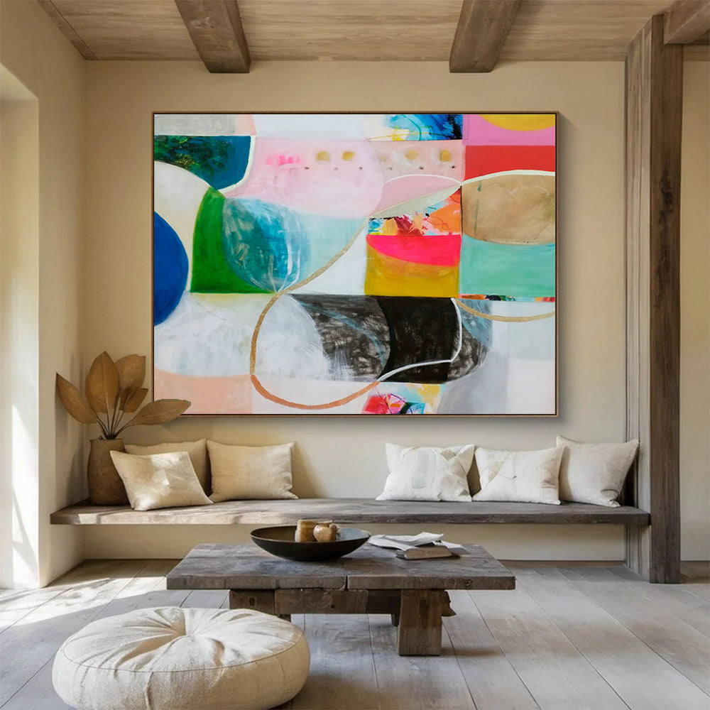 Colorful Geometric Abstract Art for Modern Living Rooms DLZ2453
